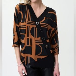 Joseph Ribkoff Geometric Grommet Trim Top 14